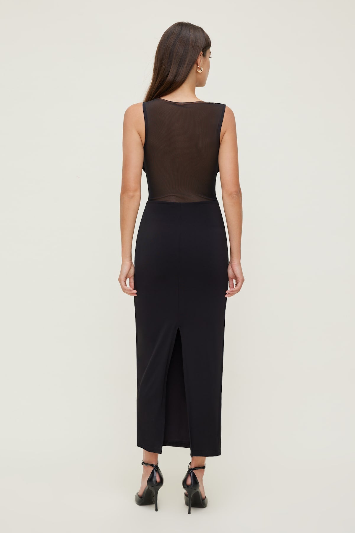 Dynamite US | Sculpt Sheer Cowl Neck Maxi Dress Black
