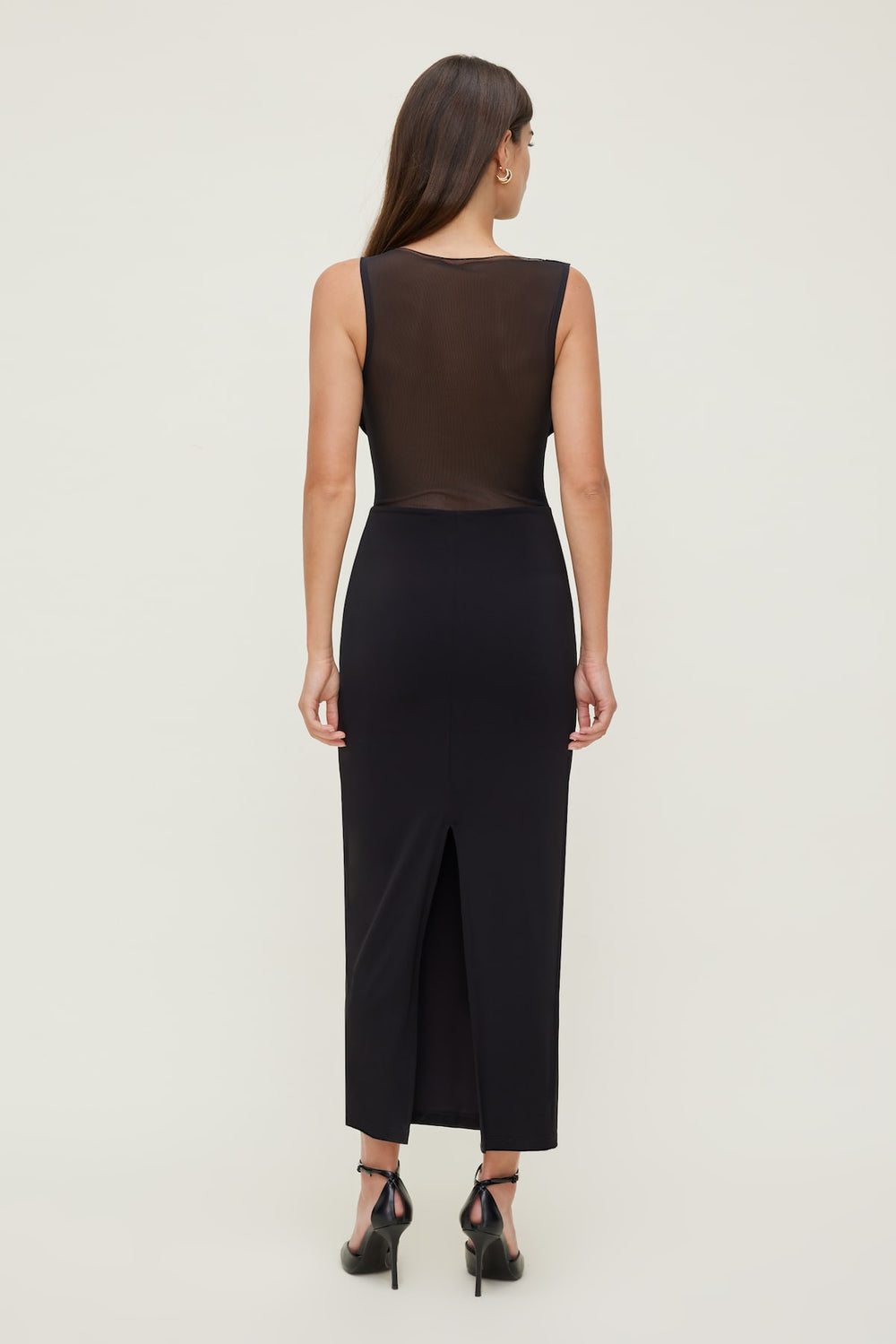 Dynamite US | Sculpt Sheer Cowl Neck Maxi Dress Black