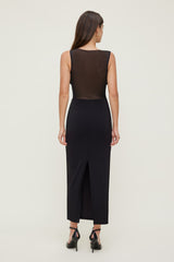 Dynamite US | Sculpt Sheer Cowl Neck Maxi Dress Black