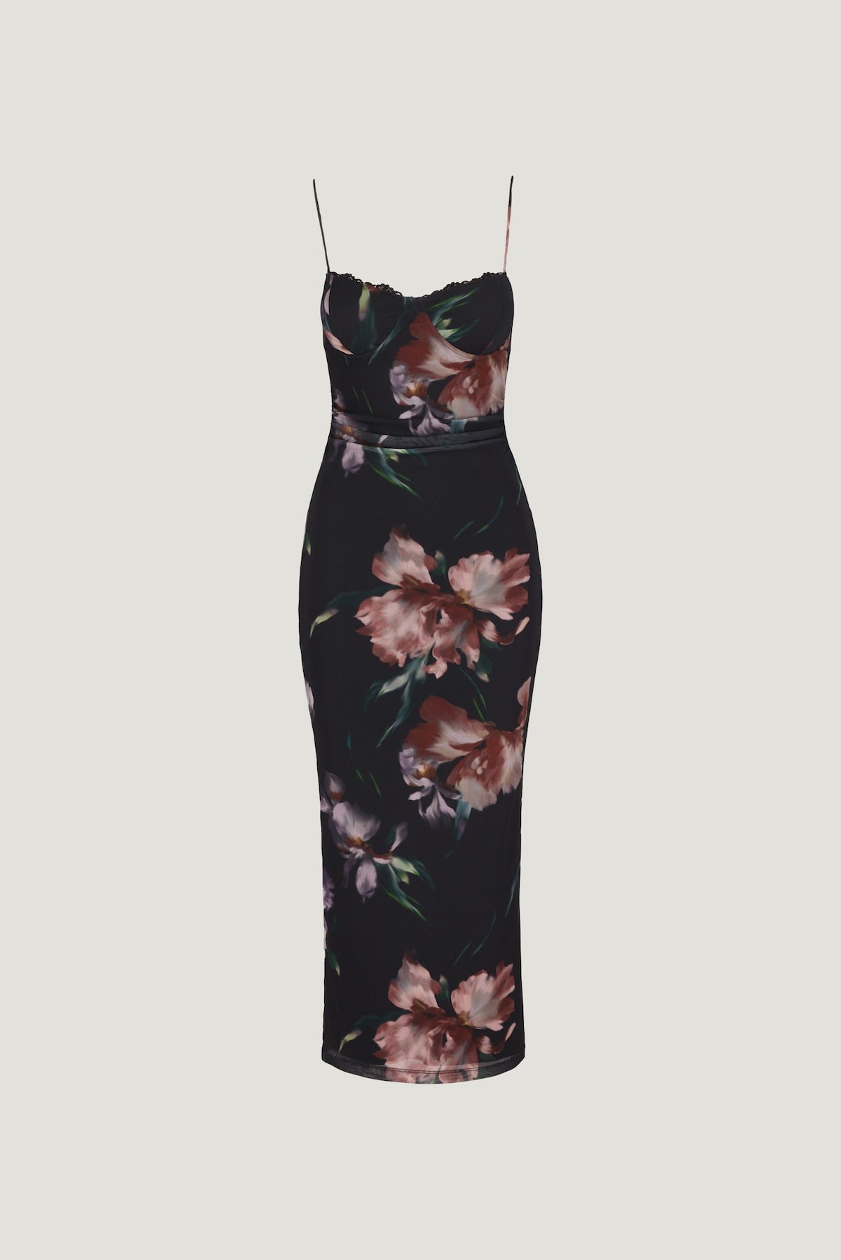 Dynamite On Sale | Floral Mesh Maxi Dress Black