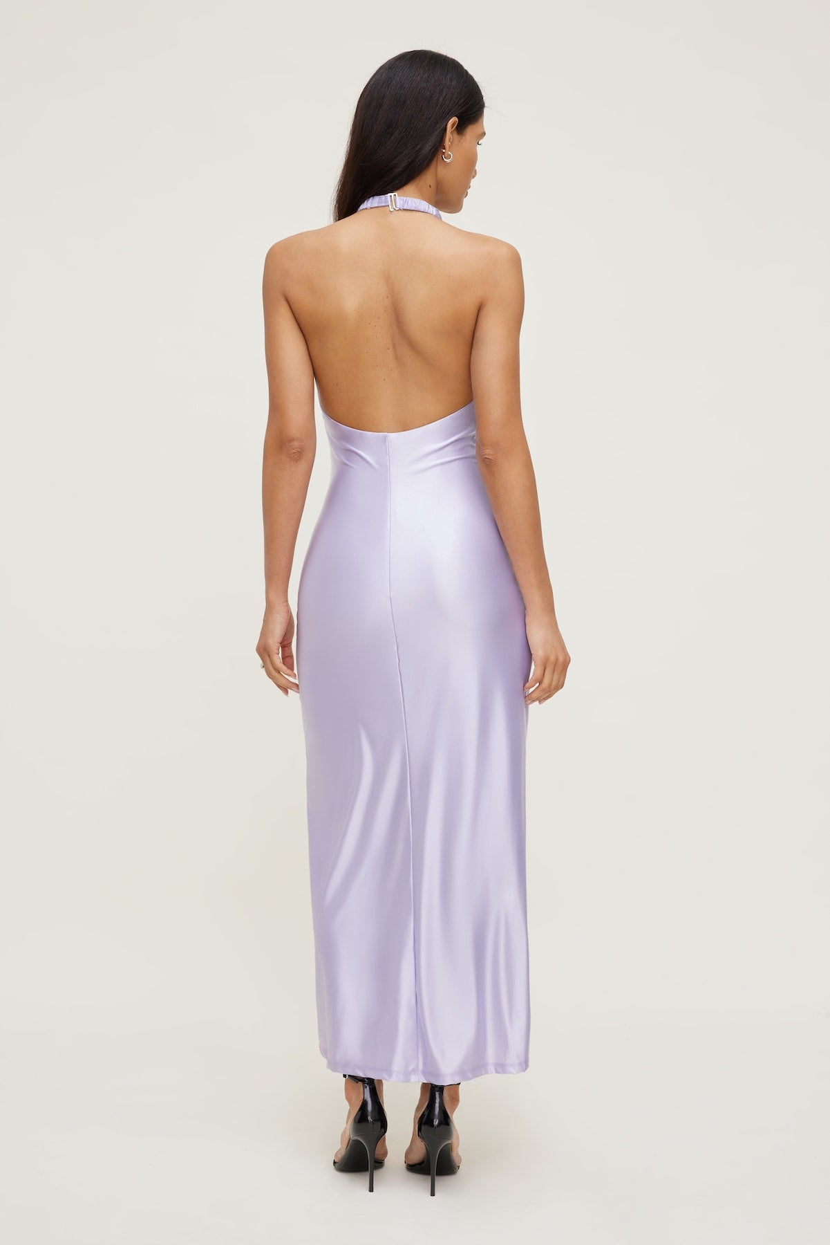 Dynamite Website Shop | Stretch Satin Halter Maxi Dress PURPLE