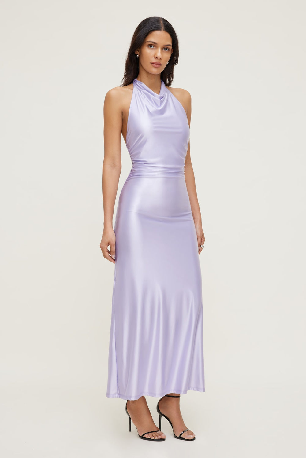 Dynamite Website Shop | Stretch Satin Halter Maxi Dress PURPLE