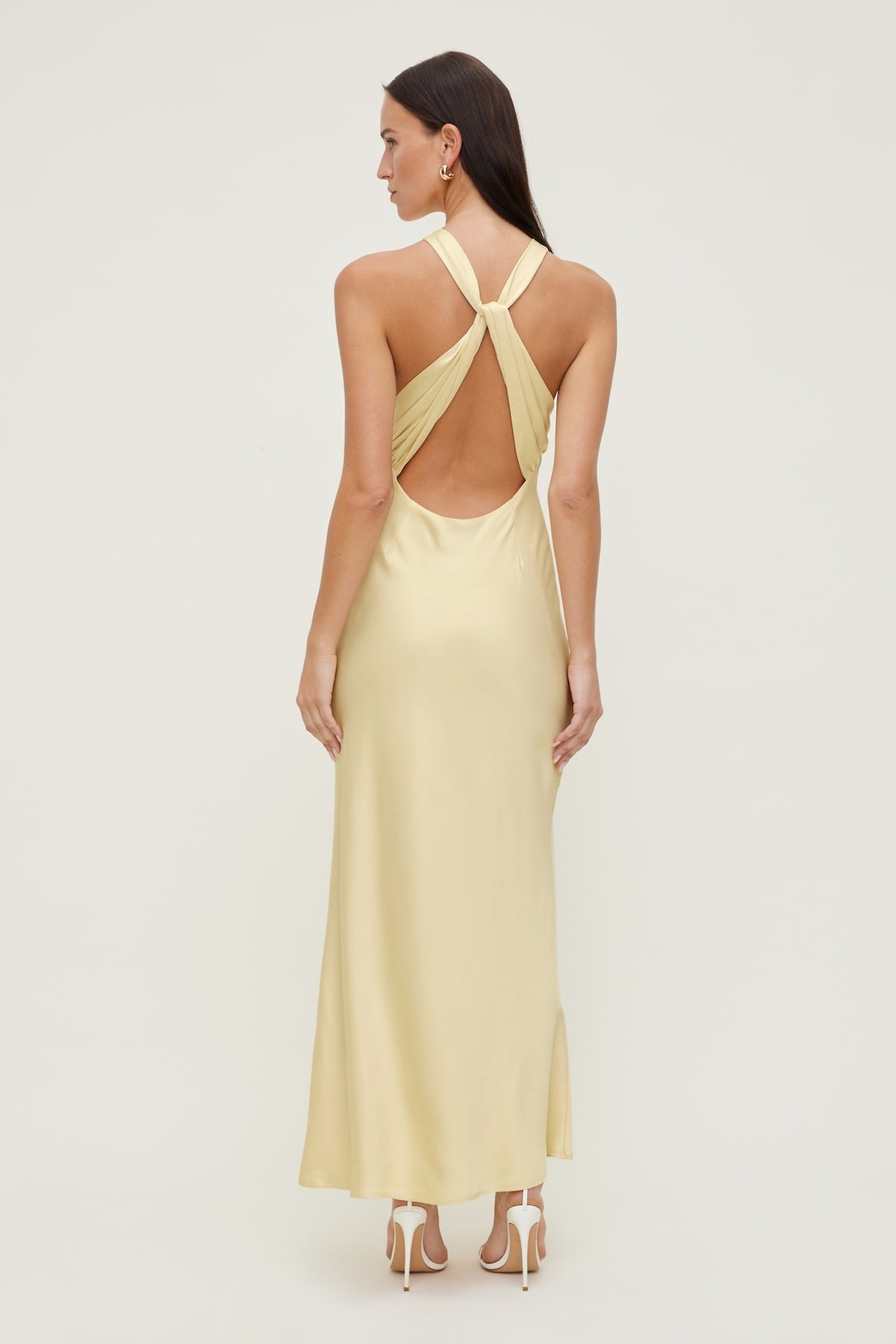 Dynamite On Sale | Twist Back Satin Maxi Dress Yellow