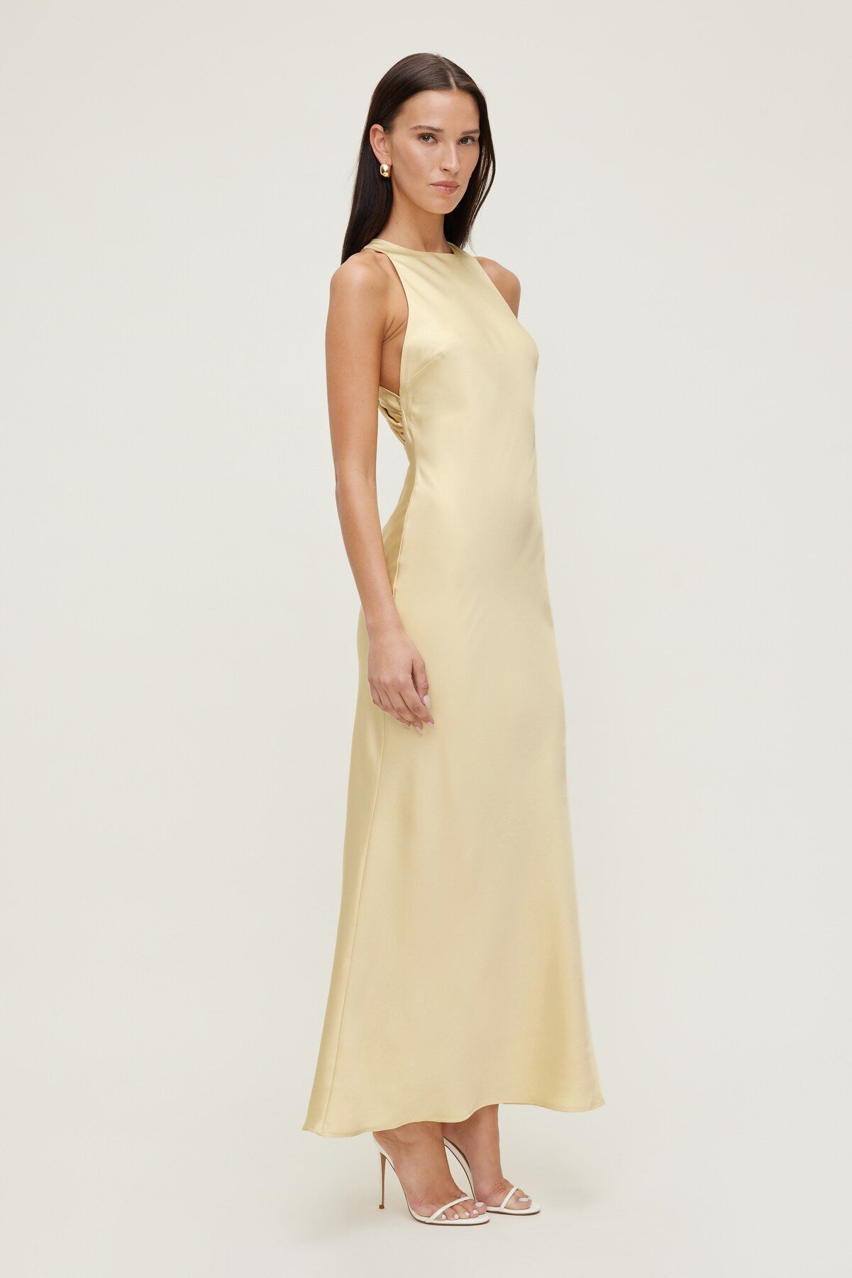 Dynamite On Sale | Twist Back Satin Maxi Dress Yellow