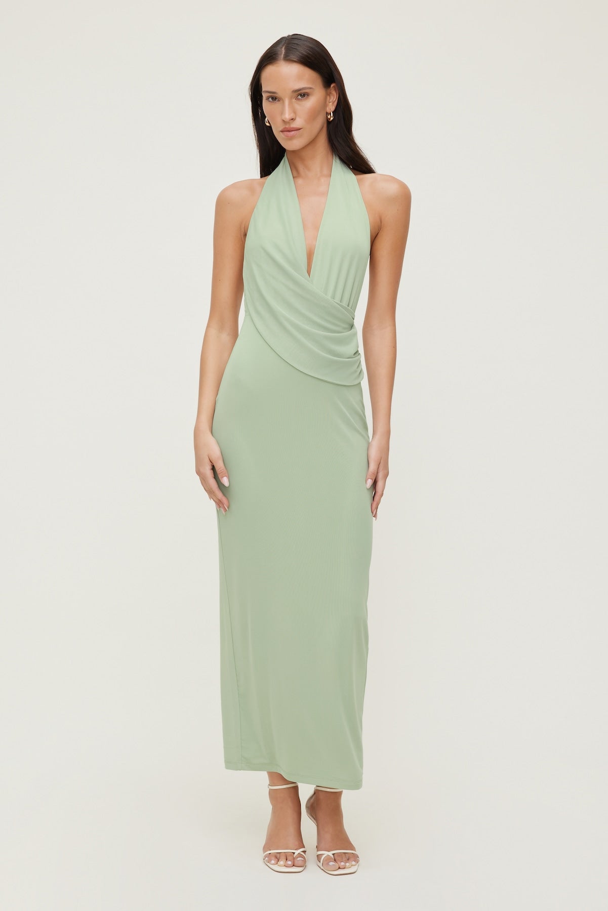 Dynamite Website Shop | Plunge Mesh Maxi Dress Green