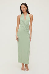 Dynamite Website Shop | Plunge Mesh Maxi Dress Green