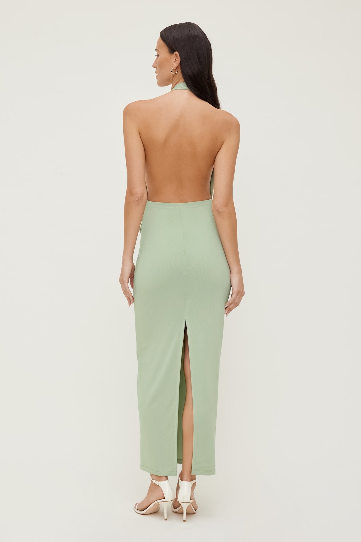 Dynamite Website Shop | Plunge Mesh Maxi Dress Green