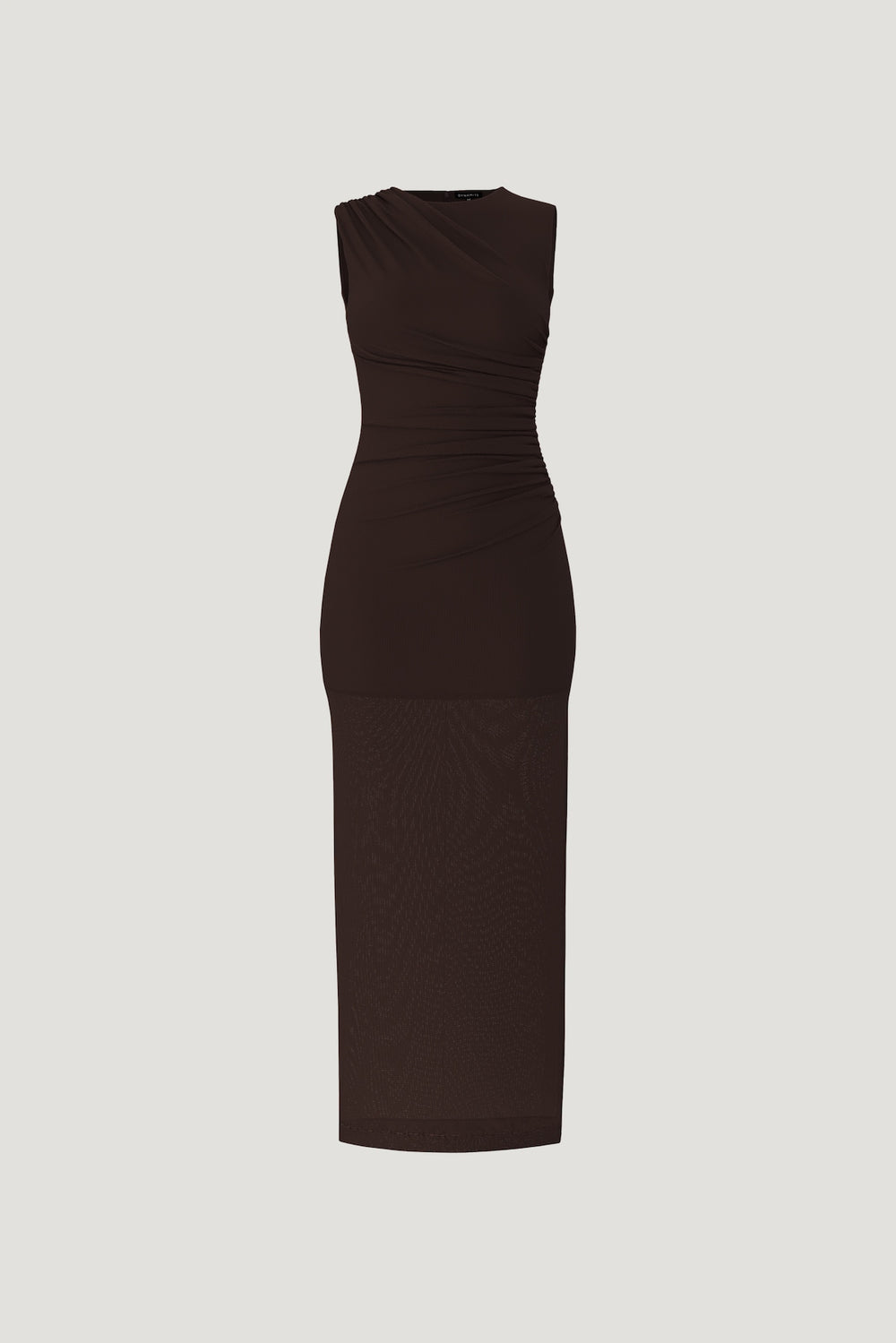 Dynamite Outlets | Sheer Shirred Mesh Maxi Dress Brown