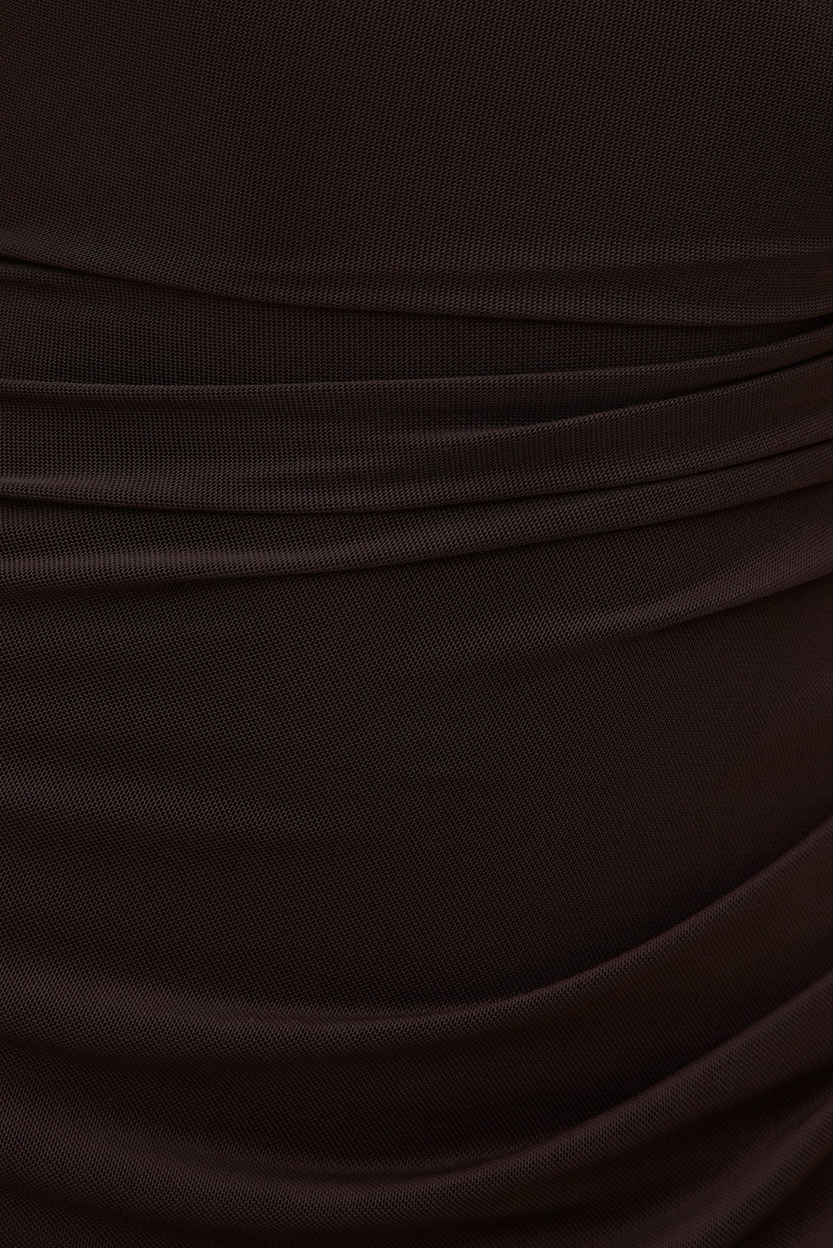 Dynamite Outlets | Sheer Shirred Mesh Maxi Dress Brown