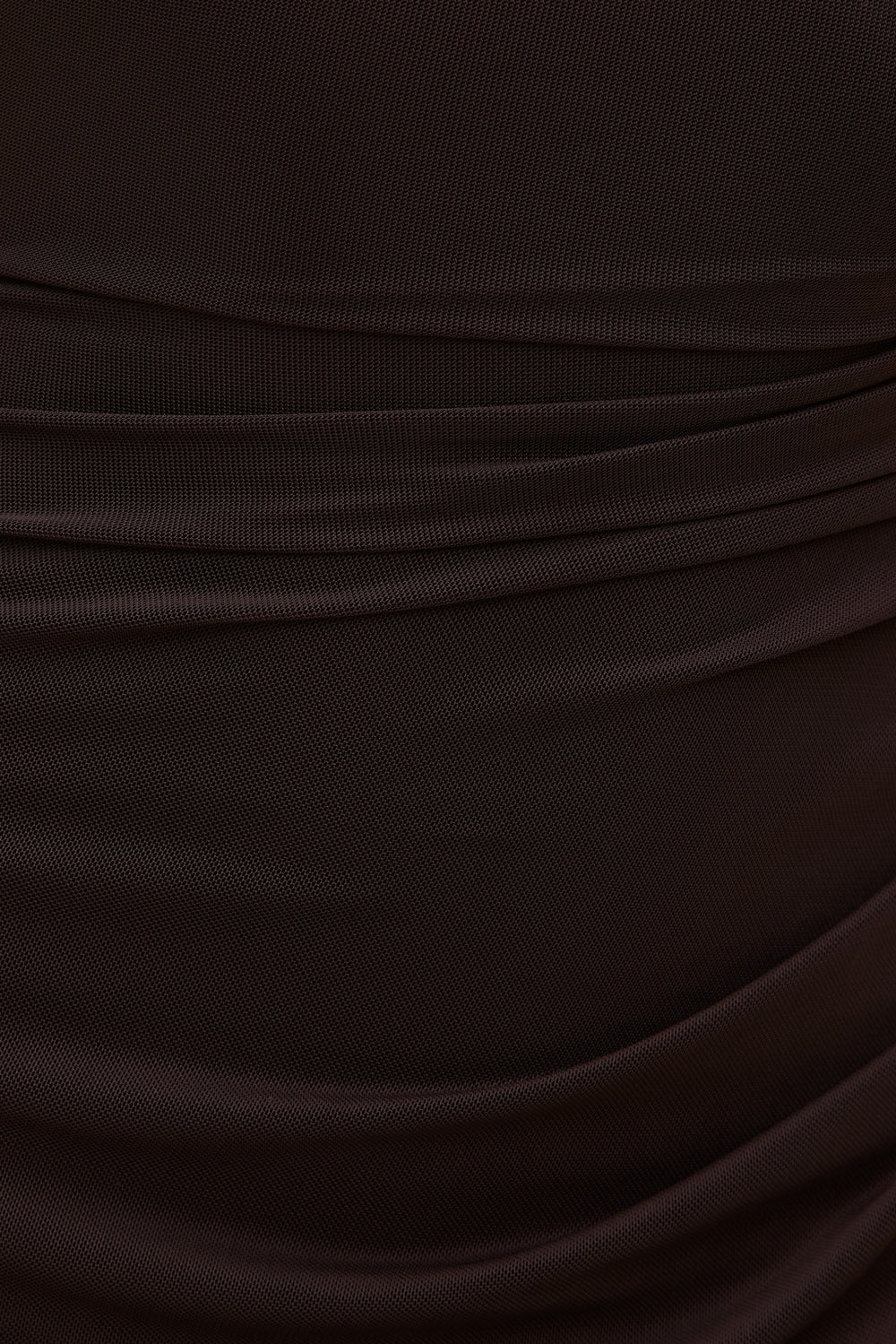 Dynamite Outlets | Sheer Shirred Mesh Maxi Dress Brown