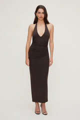 Dynamite Discount | Reia Halter Mesh Maxi Dress Brown