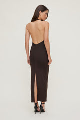 Dynamite Discount | Reia Halter Mesh Maxi Dress Brown