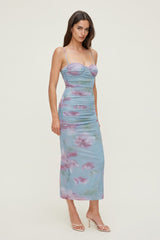 Dynamite Outlets | Mona Mesh Midi Dress Blue