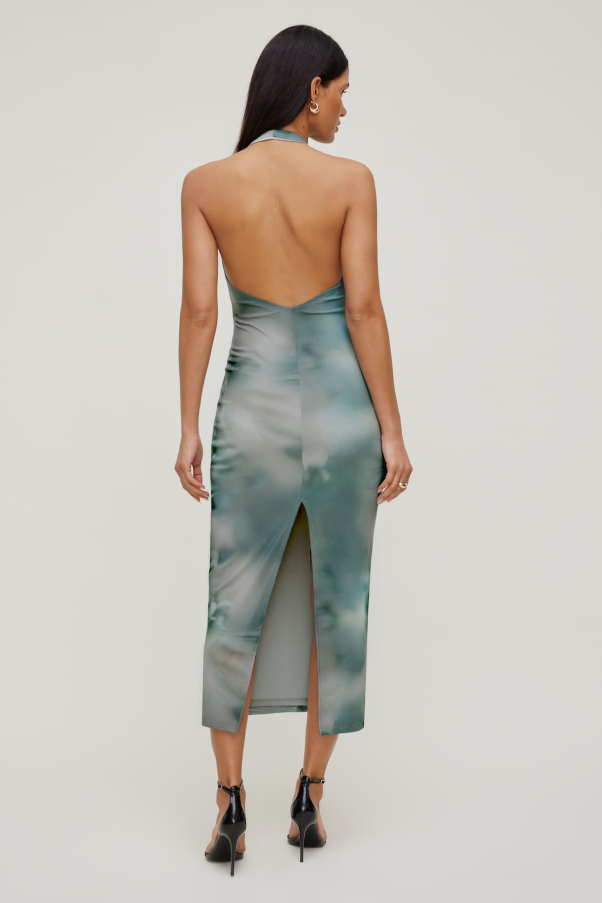 Dynamite US | Reia Halter Mesh Maxi Dress Blue