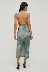 Dynamite US | Reia Halter Mesh Maxi Dress Blue