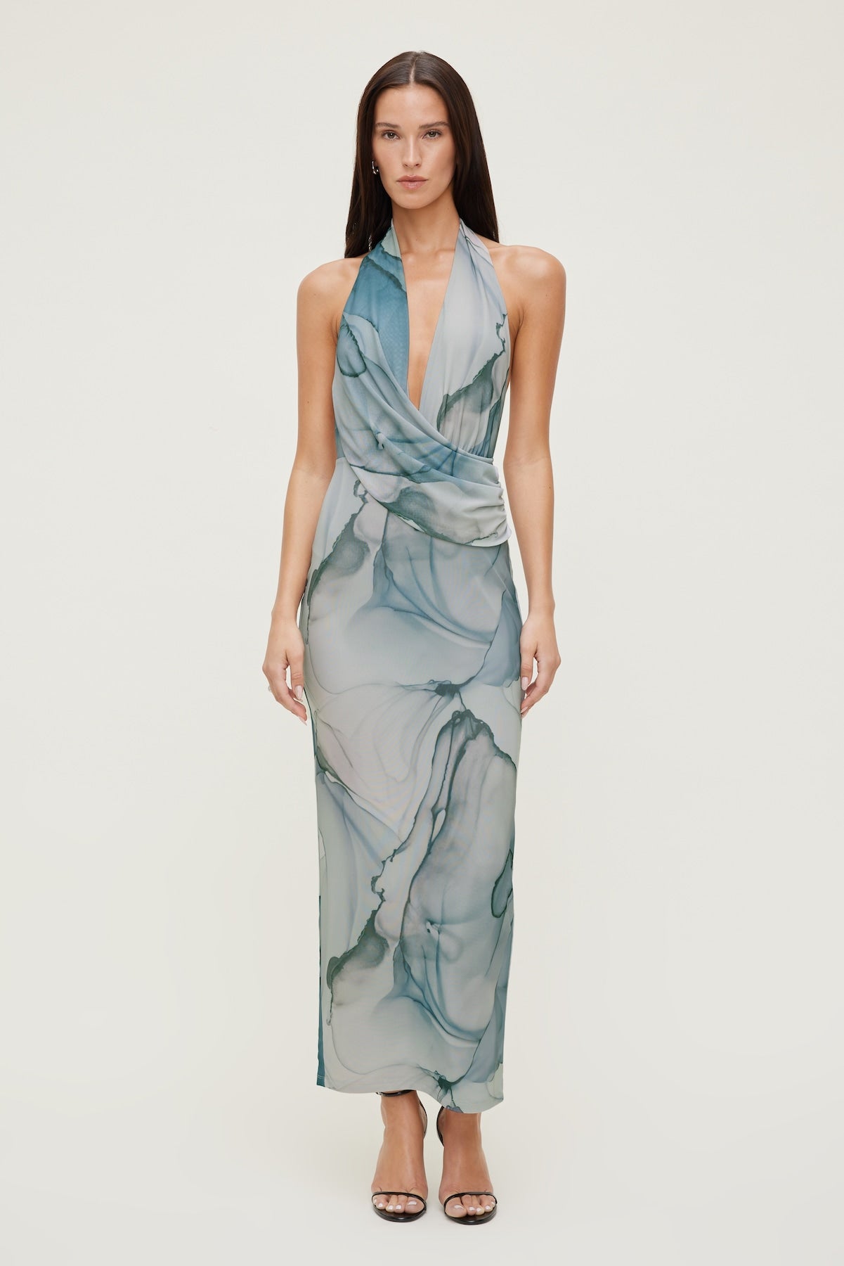 Dynamite Discount | Plunge Mesh Maxi Dress Blue