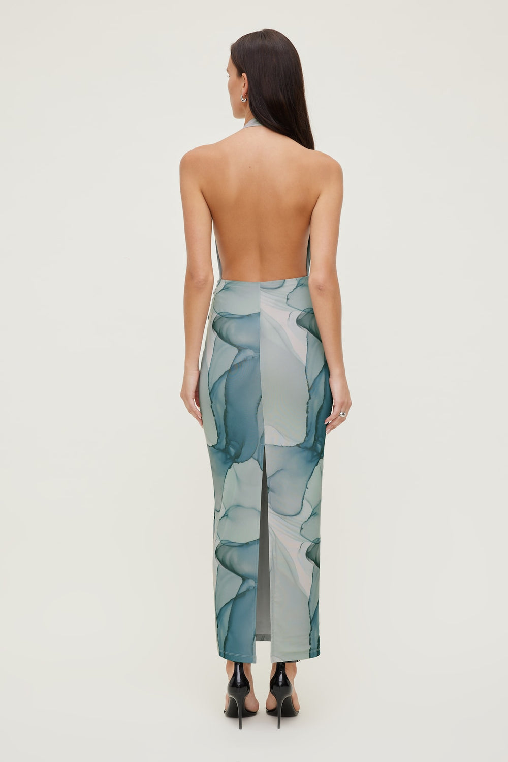 Dynamite Discount | Plunge Mesh Maxi Dress Blue