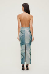 Dynamite Discount | Plunge Mesh Maxi Dress Blue