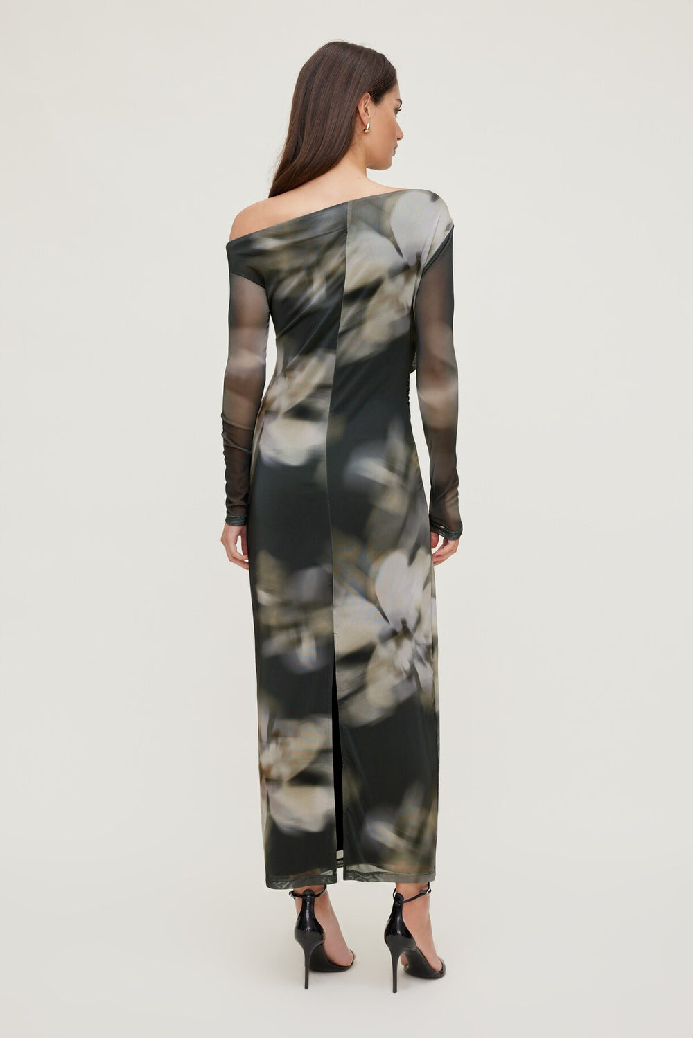 Dynamite Outlet | Off Shoulder Mesh Maxi Dress Brown