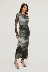 Dynamite Outlet | Off Shoulder Mesh Maxi Dress Brown