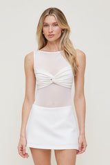 Dynamite Discount | Kai Sheer Mesh Bodysuit White