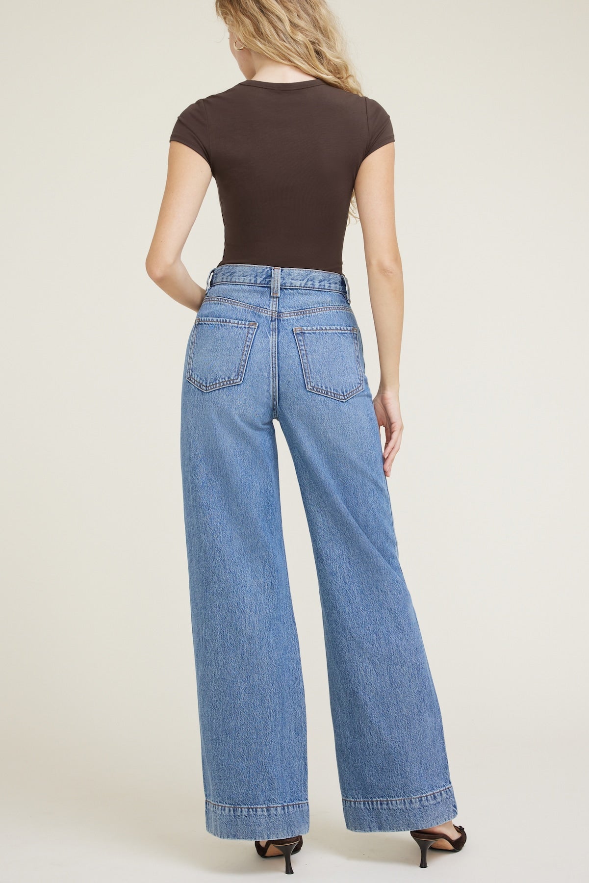 Dynamite Online | Lennon Ultra High Rise Wide Leg Column Jeans Blue