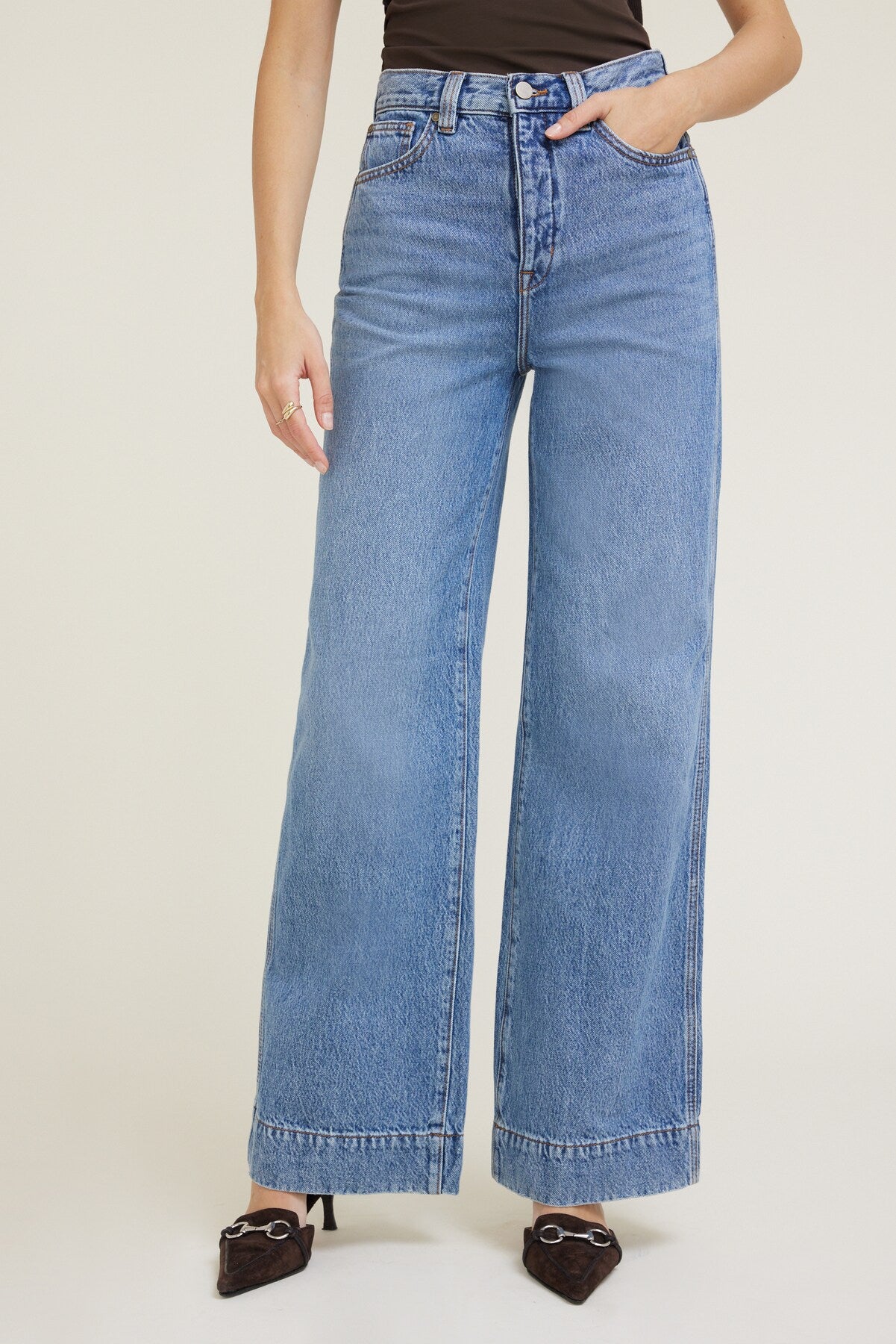 Dynamite Online | Lennon Ultra High Rise Wide Leg Column Jeans Blue