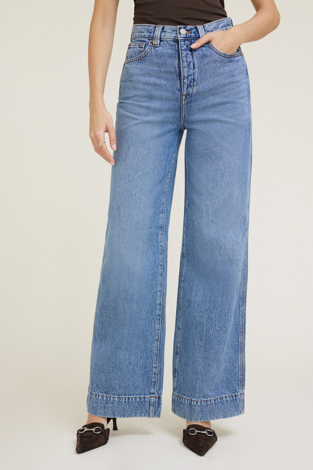 Dynamite Online | Lennon Ultra High Rise Wide Leg Column Jeans Blue
