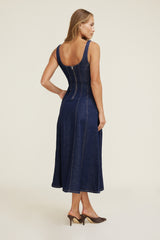 Dynamite Website Shop | Flared Denim Maxi Dress Blue
