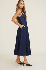 Dynamite Website Shop | Flared Denim Maxi Dress Blue