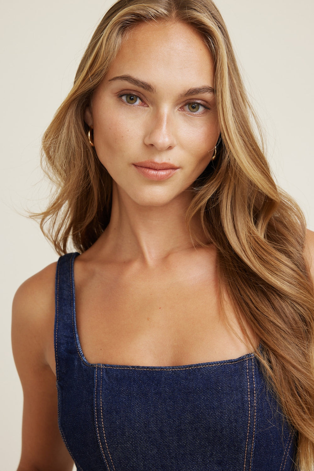Dynamite Website Shop | Flared Denim Maxi Dress Blue