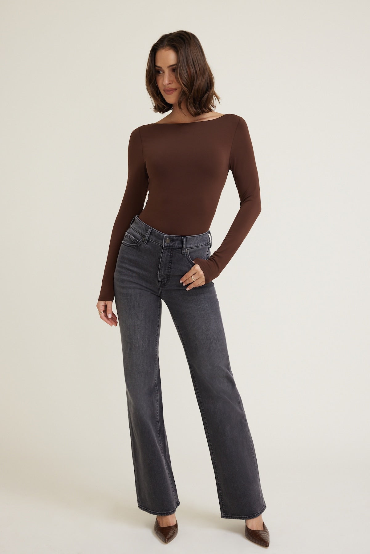 Dynamite Outlets | Elodie Stretch High Rise Bootcut Jeans Black