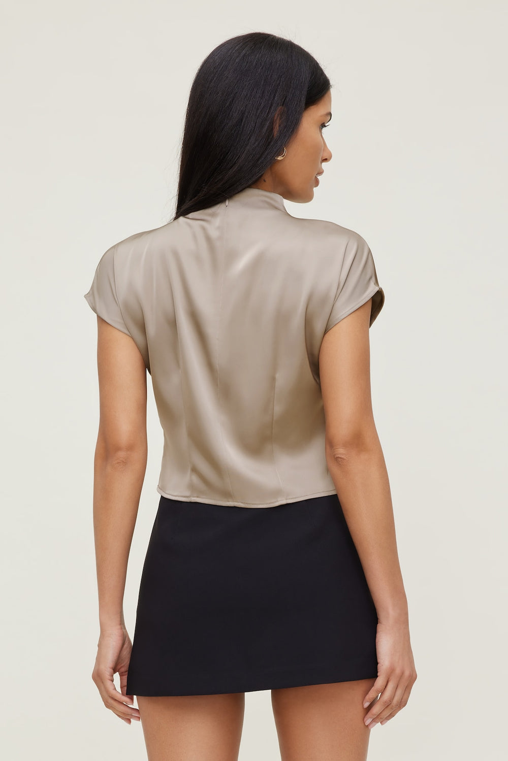 Dynamite Store | Ella Layered Satin Blouse Beige