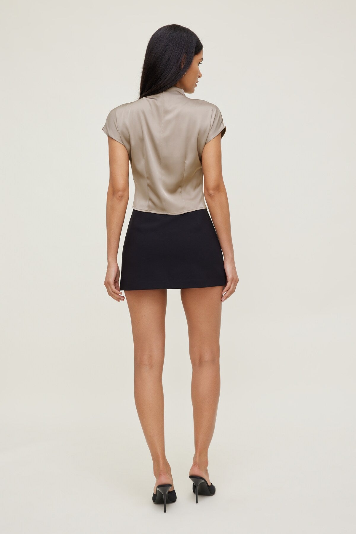 Dynamite Store | Ella Layered Satin Blouse Beige