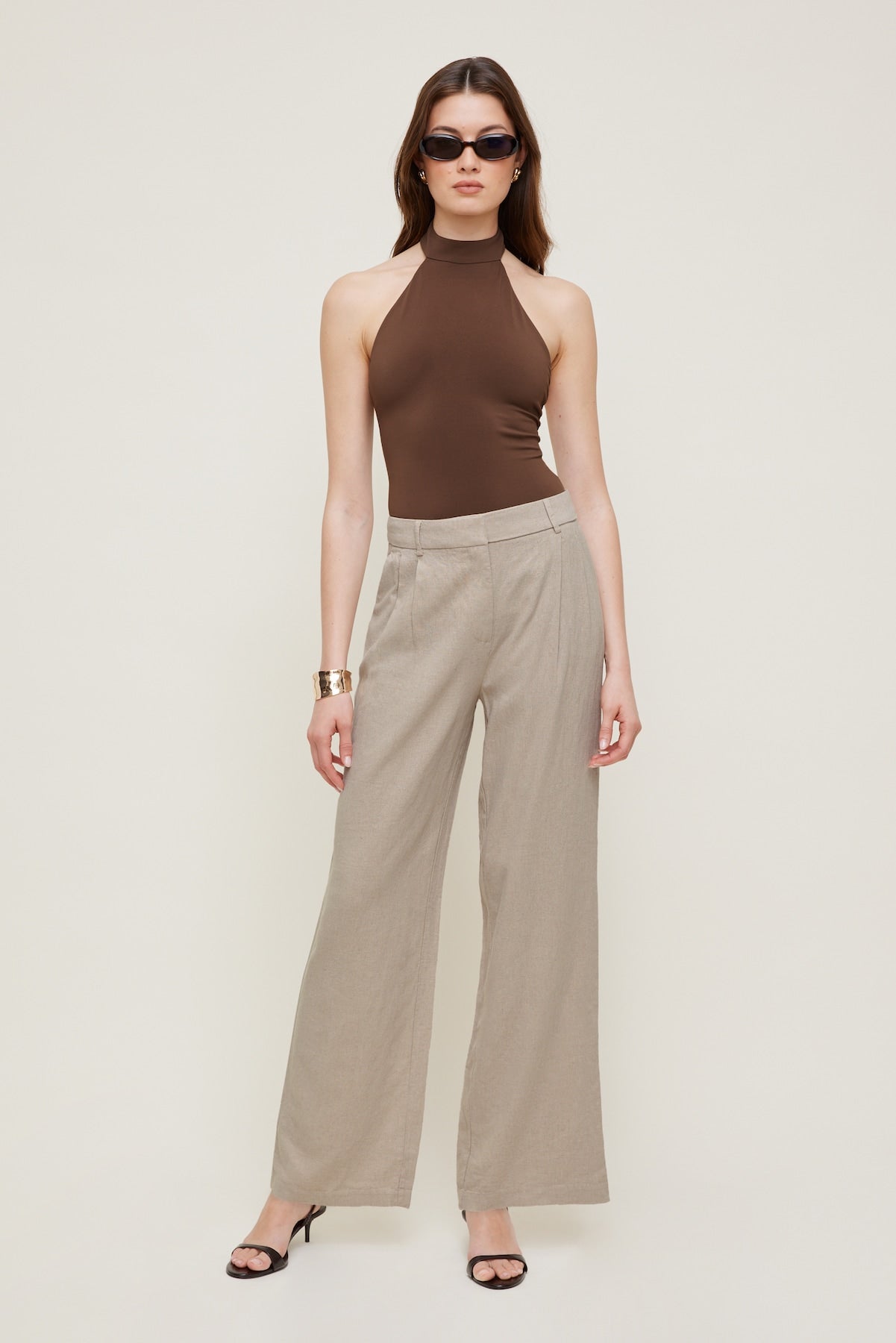 Dynamite Discount | Sculpt Halter Neck Bodysuit Brown