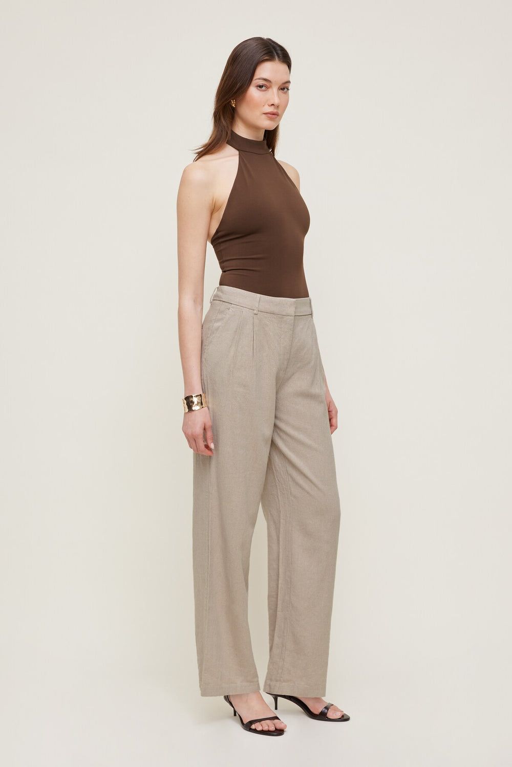 Dynamite Discount | Sculpt Halter Neck Bodysuit Brown