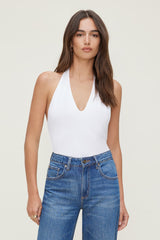 Dynamite US | Sculpt Plunge Halter Bodysuit White