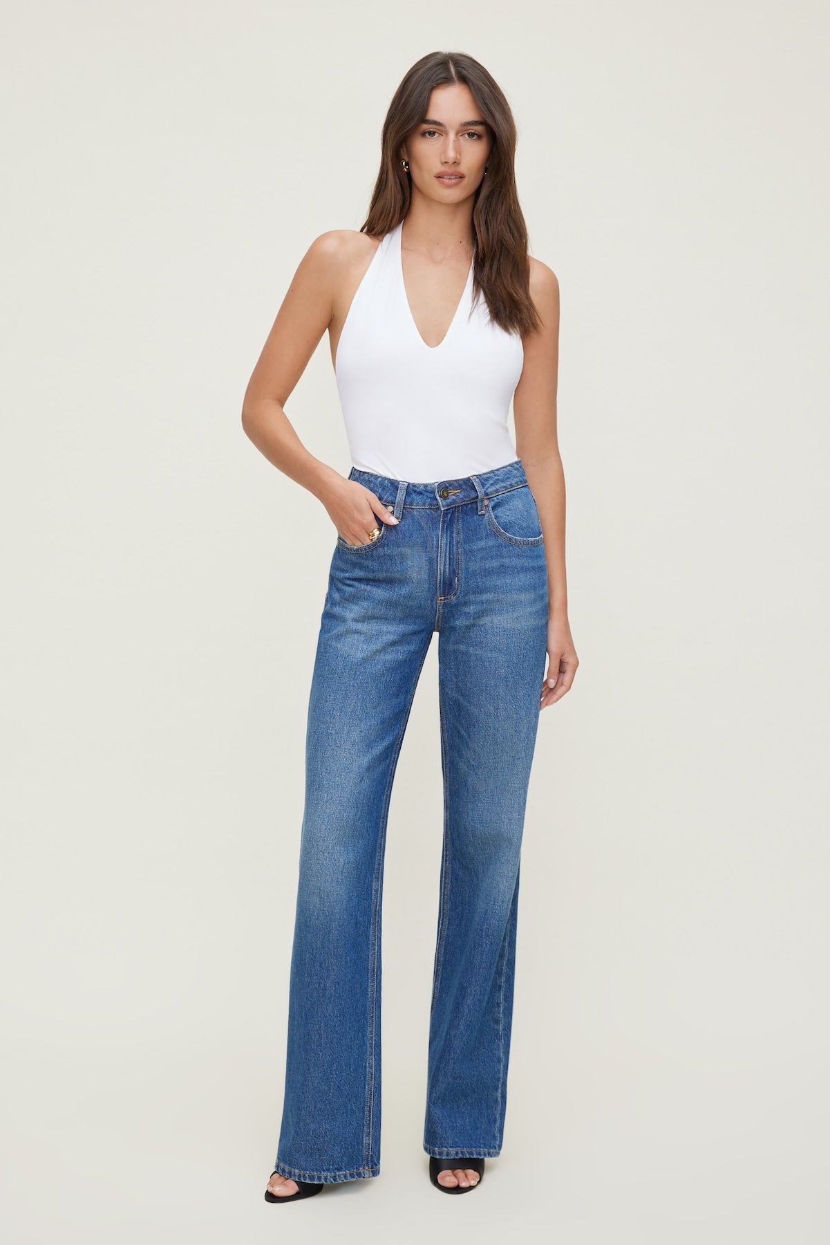 Dynamite US | Sculpt Plunge Halter Bodysuit White