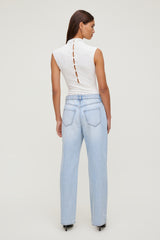 Dynamite Online | Mock Neck Lace Bodysuit Beige