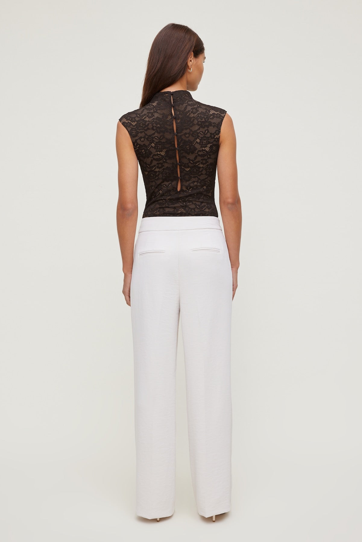 Dynamite Discount | Mock Neck Lace Bodysuit Brown