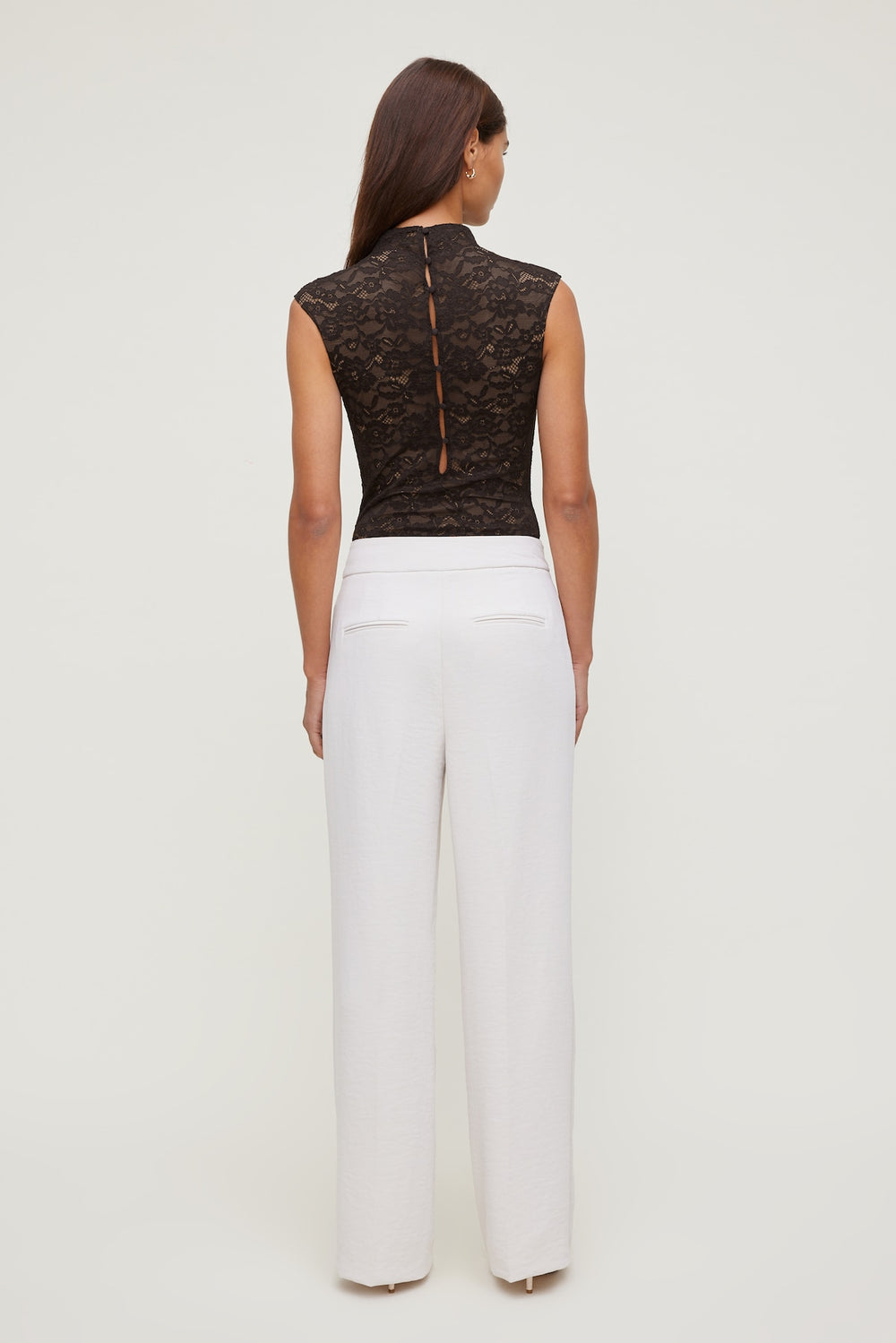 Dynamite Discount | Mock Neck Lace Bodysuit Brown