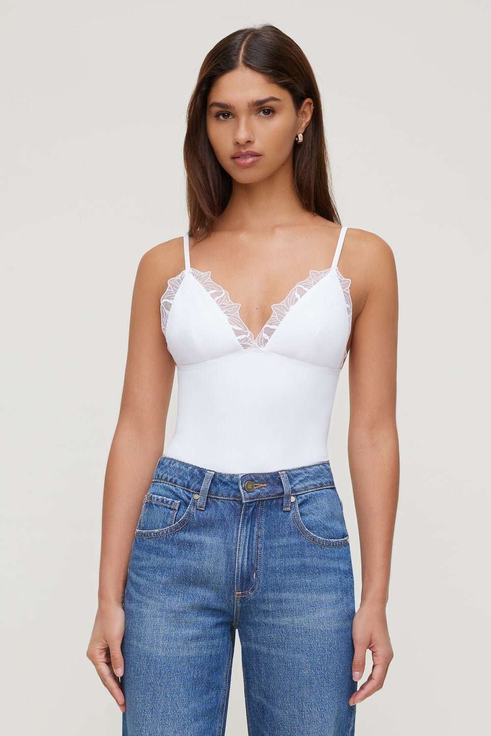 Dynamite Outlet | Lace Trim Bodysuit White
