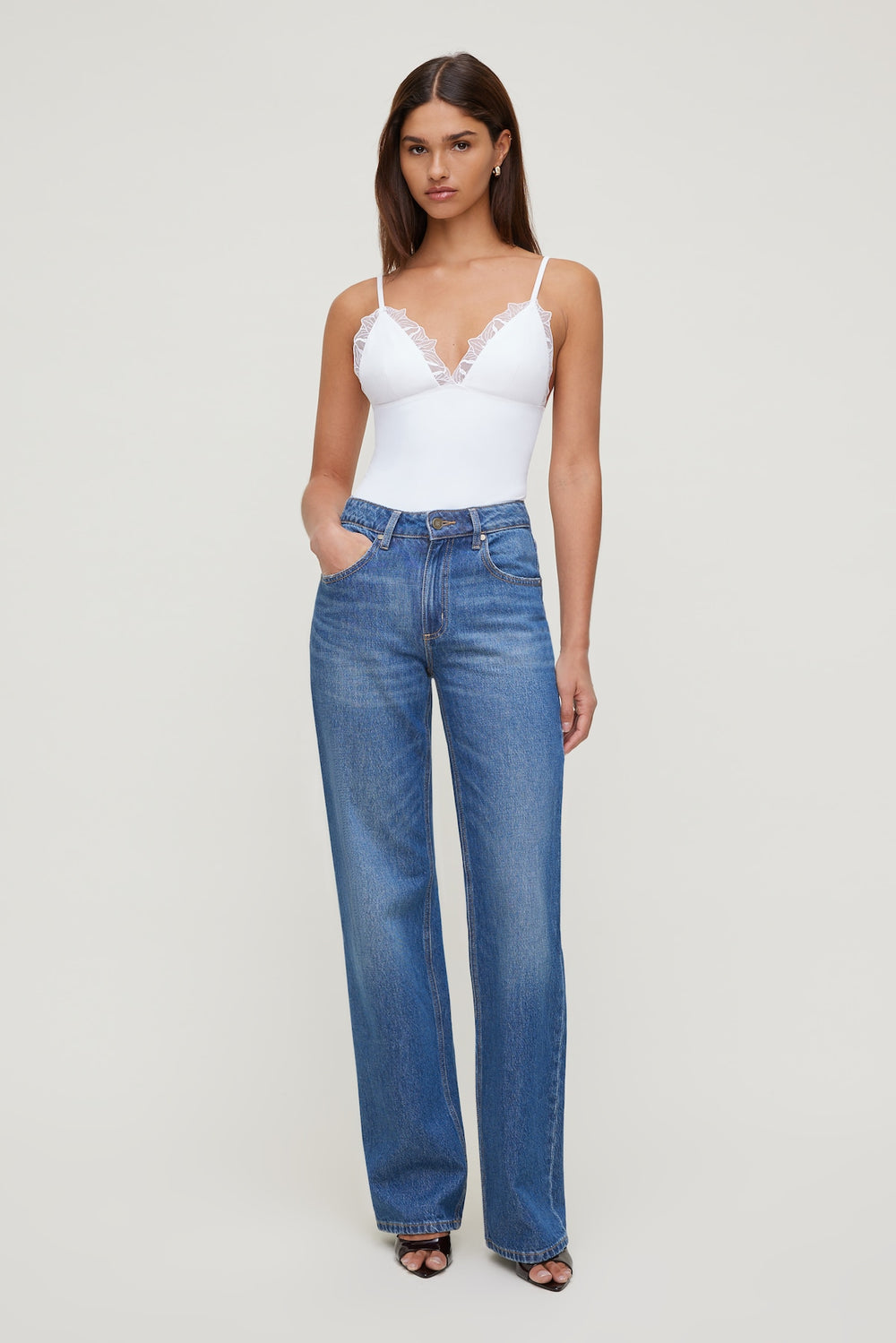 Dynamite Outlet | Lace Trim Bodysuit White