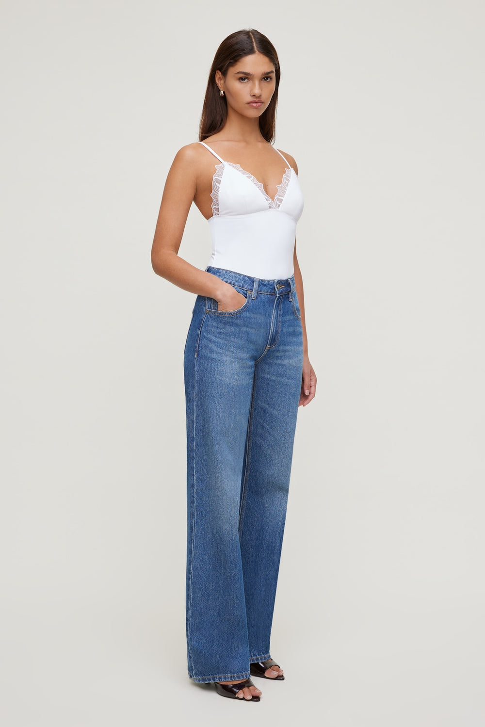 Dynamite Outlet | Lace Trim Bodysuit White