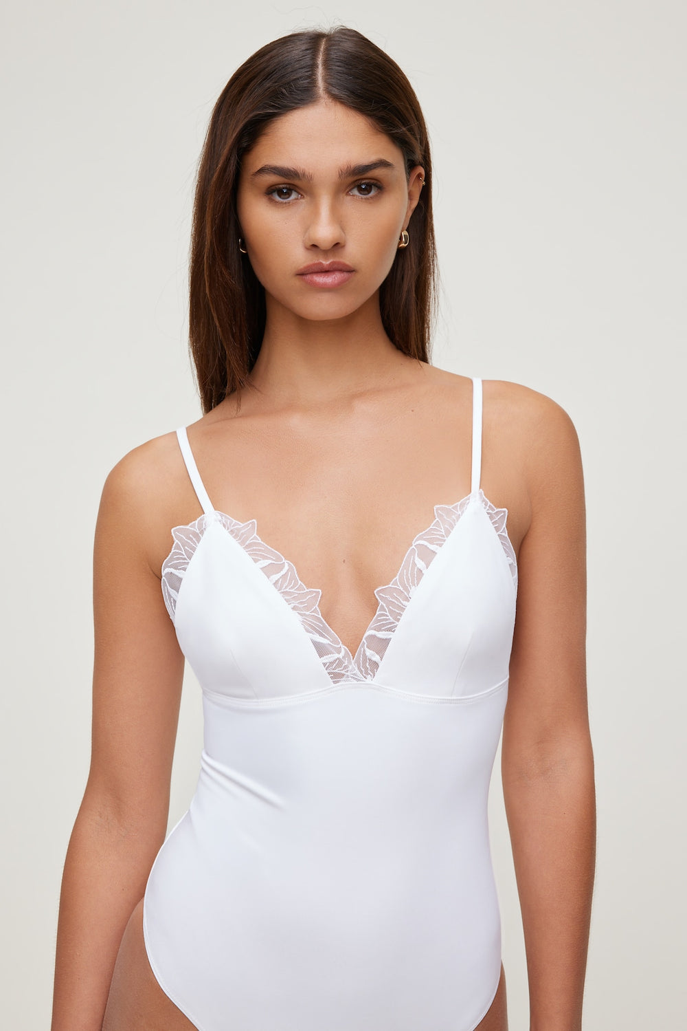 Dynamite Outlet | Lace Trim Bodysuit White