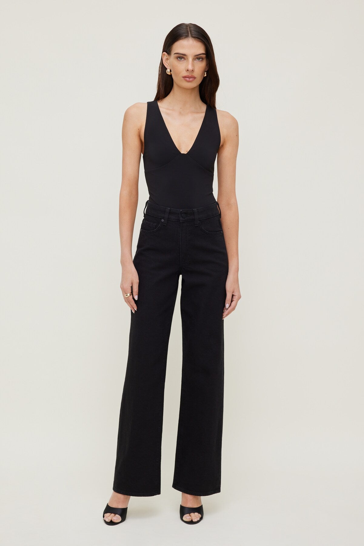 Dynamite Outlets | Sculpt Plunging V Neck Bodysuit Black