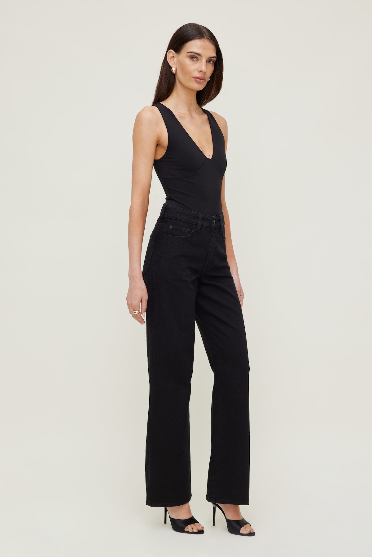 Dynamite Outlets | Sculpt Plunging V Neck Bodysuit Black