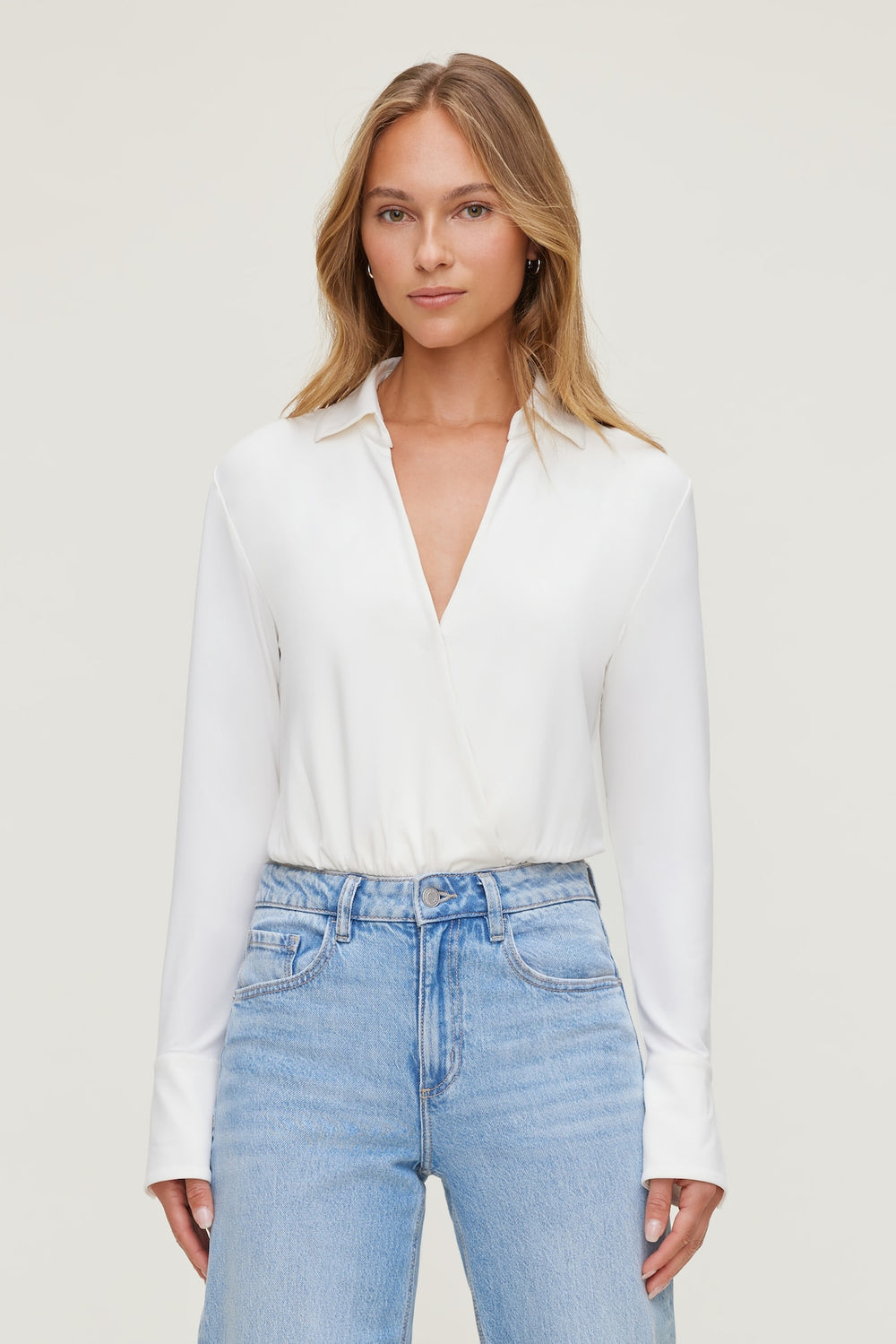 Dynamite Discount | Sculpt Collared Bodysuit Beige