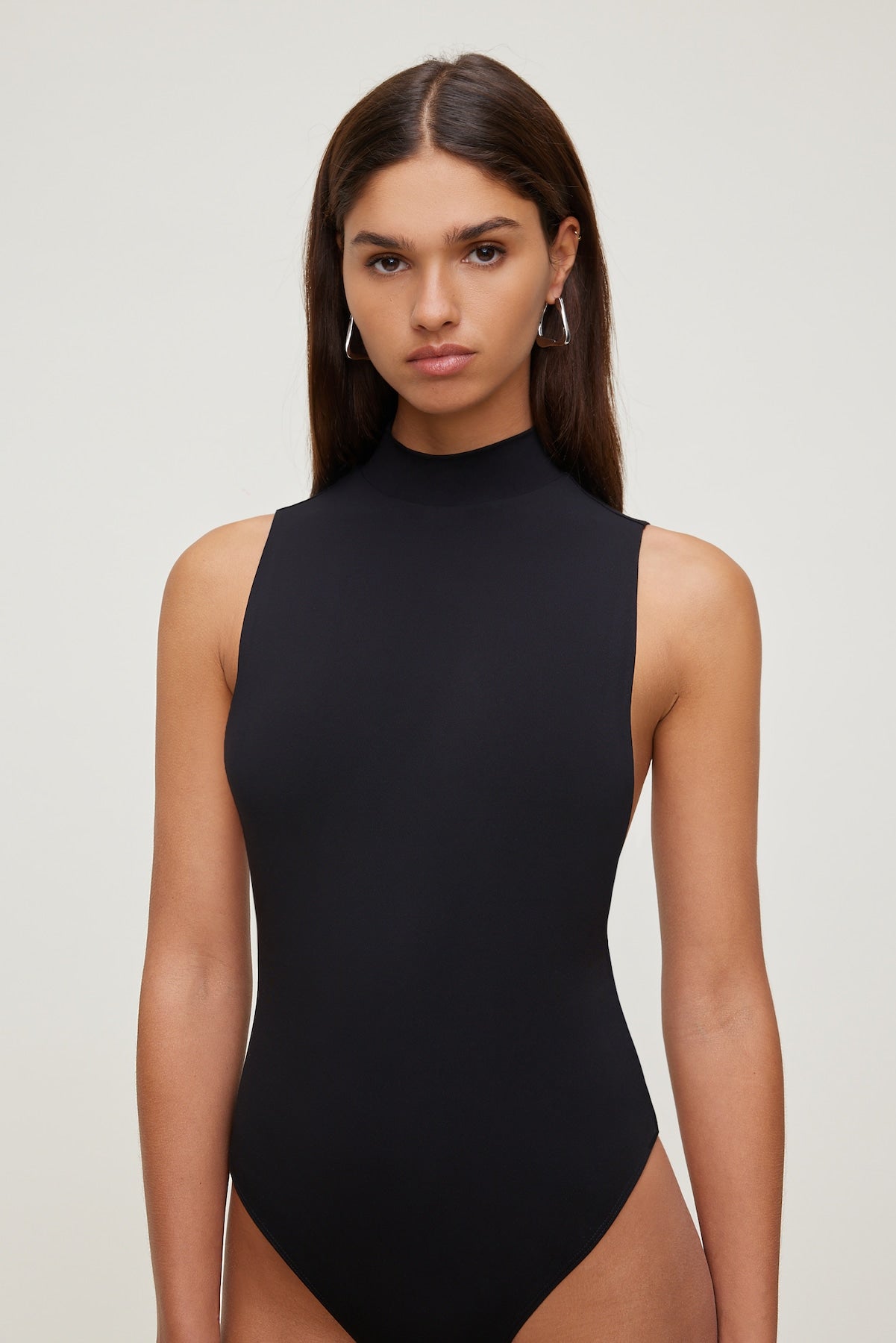 Dynamite Outlet | Sculpt Mock Neck Sleeveless Bodysuit Black