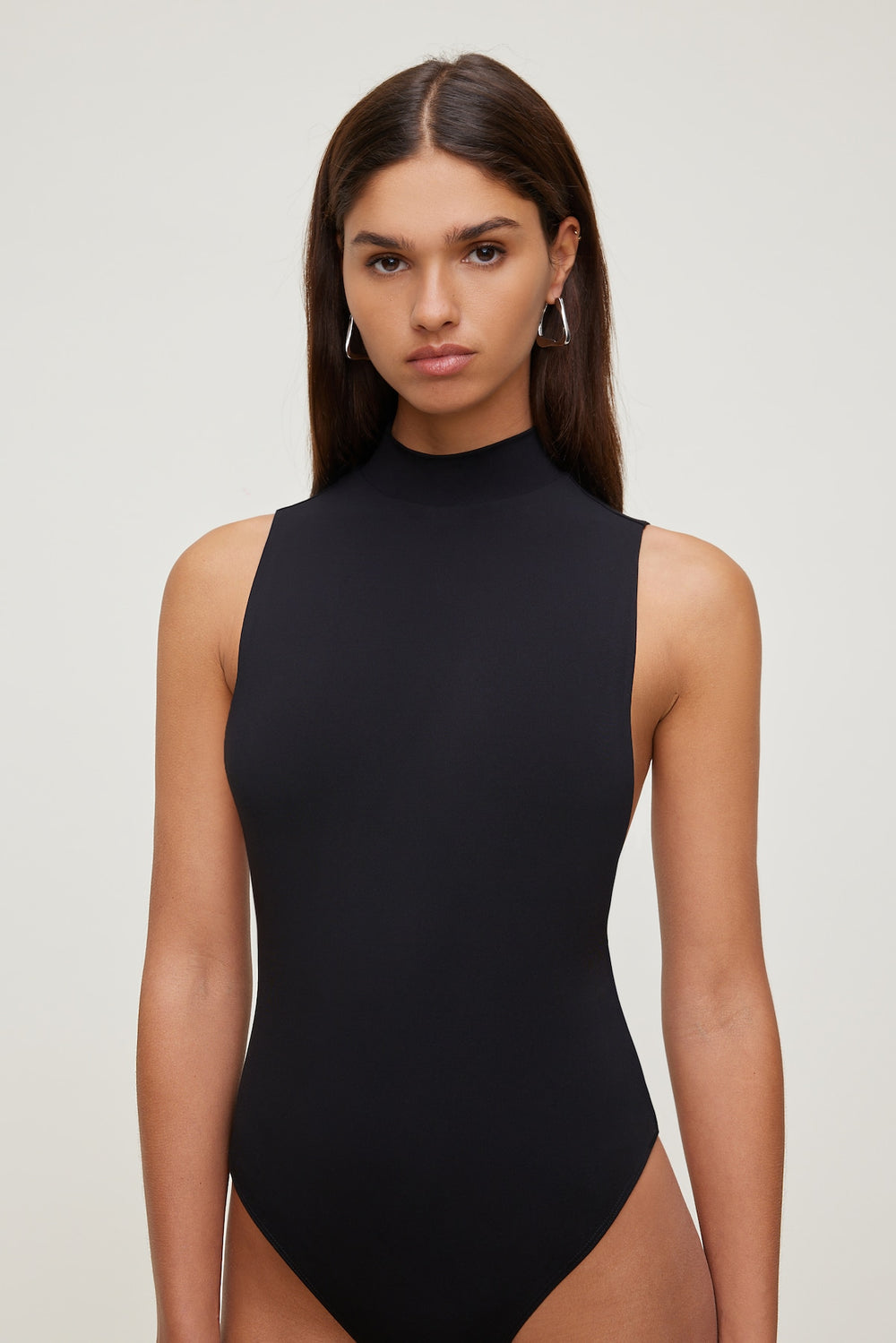 Dynamite Outlet | Sculpt Mock Neck Sleeveless Bodysuit Black